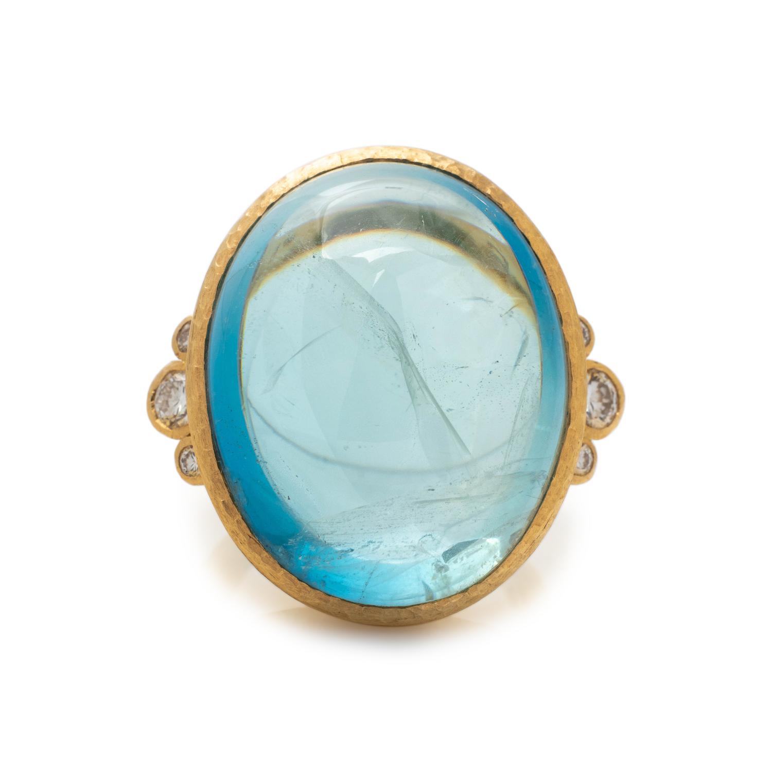 ELIZABETH LOCKE, AQUAMARINE AND DIAMOND RING