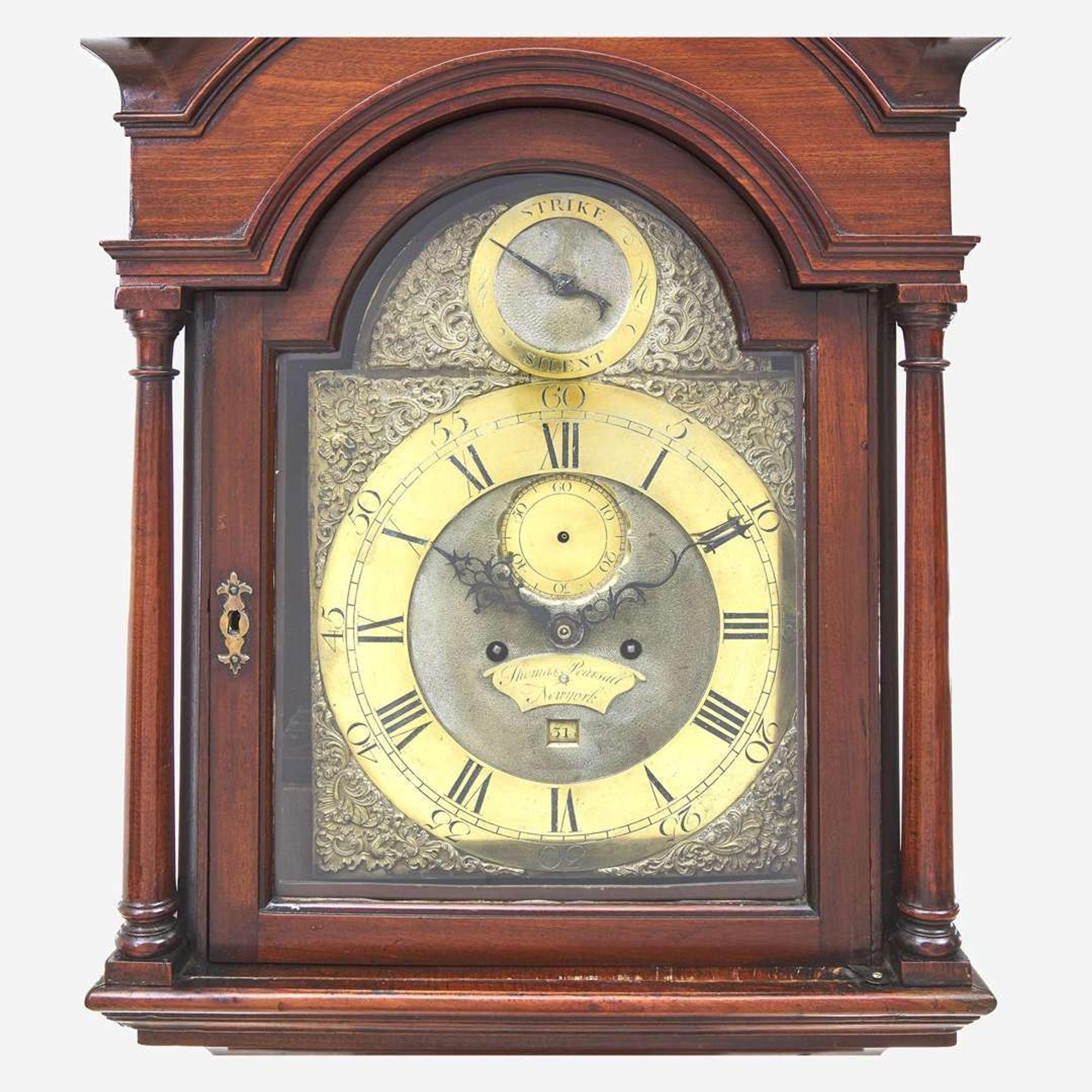 A Chippendale carved mahogany tall case clock Works by Thomas Pearsall (1744-1825), New York, circa 1760