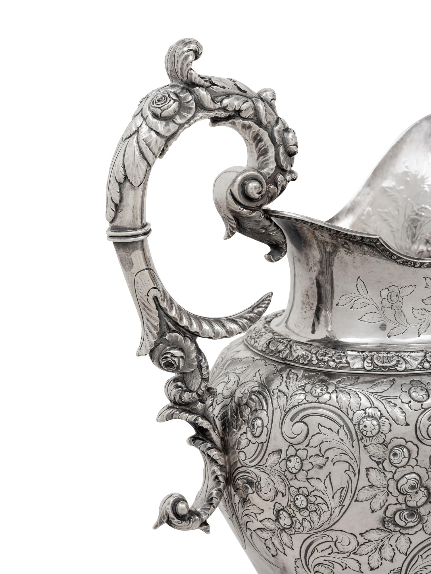 A Pair of American Coin Silver Presentation Ewers