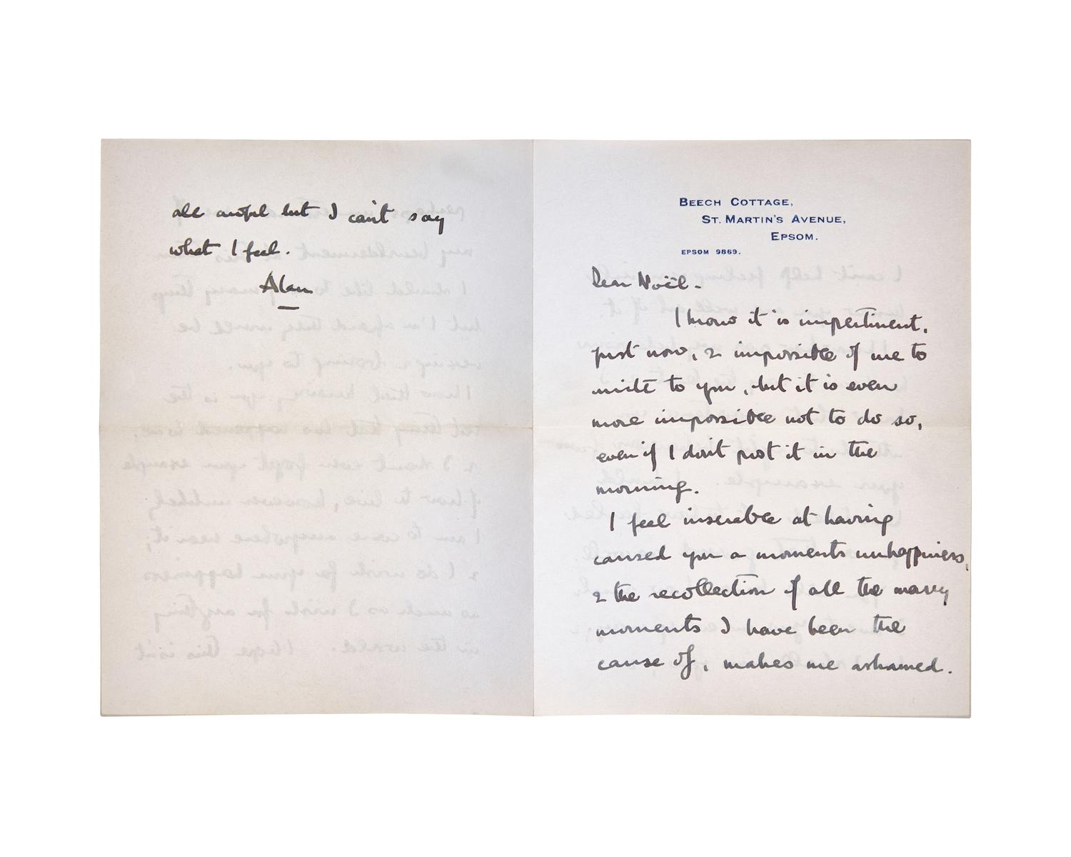 [COWARD, Noel (1899-1973)]. A group of 3 items from the collection of Coward's biographer, Cole Lesley, comprising: