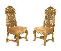A Pair of Continental Baroque Style Giltwood Side Chairs — 20TH CENTURY