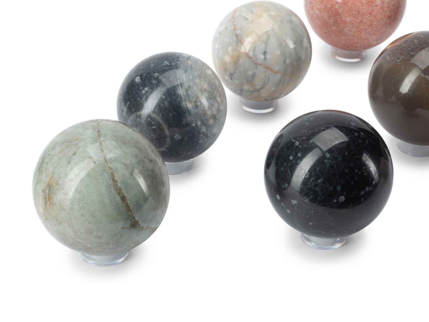 A Group of Ten Italian Grand Tour Style Marble Spherical Ornaments