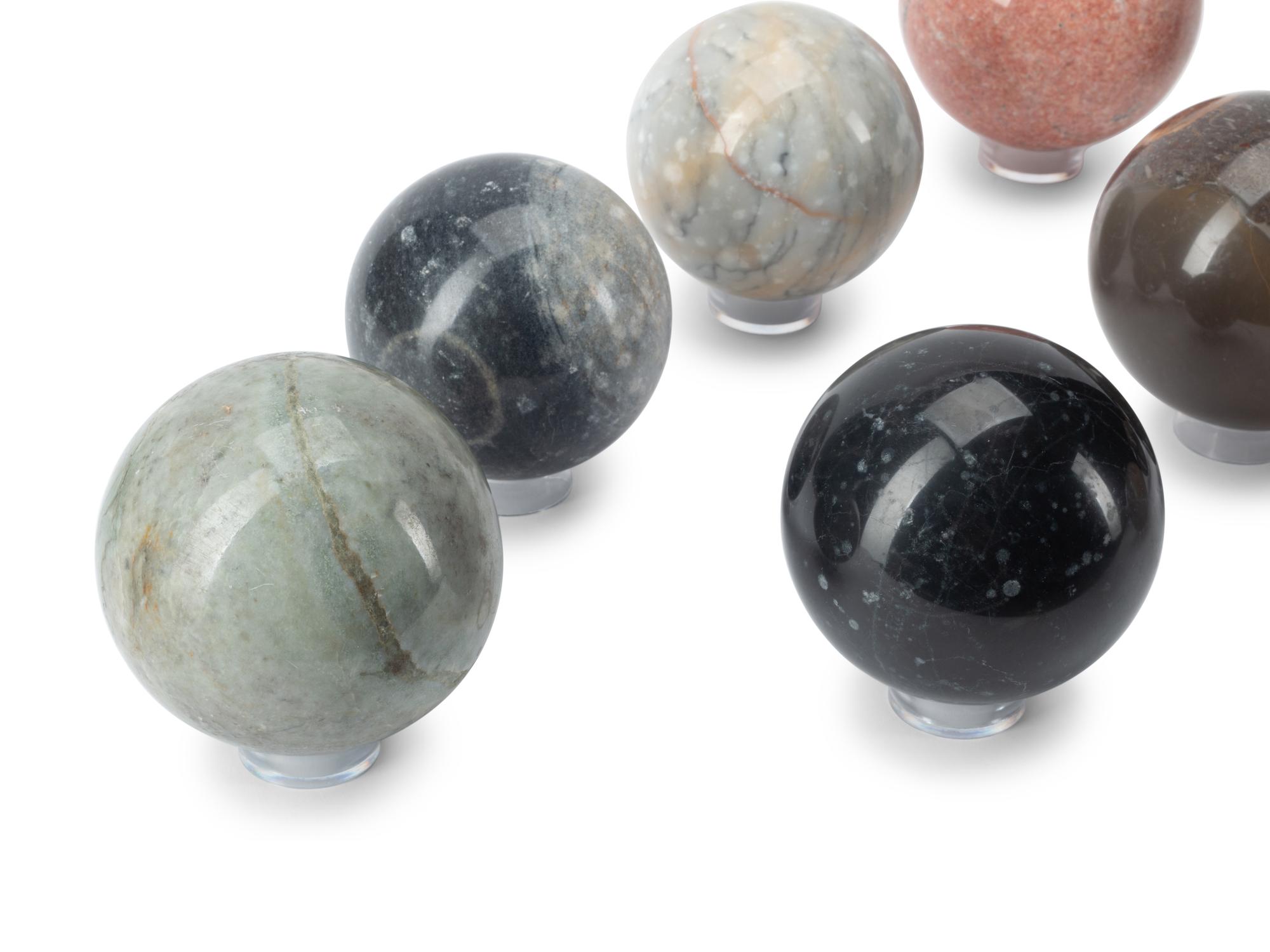 A Group of Ten Italian Grand Tour Style Marble Spherical Ornaments