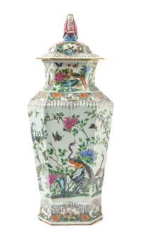 A Large Chinese Famille Rose Porcelain Covered Vase 19TH CENTURY Height 24 3/8 inches. — 19TH CENTURY