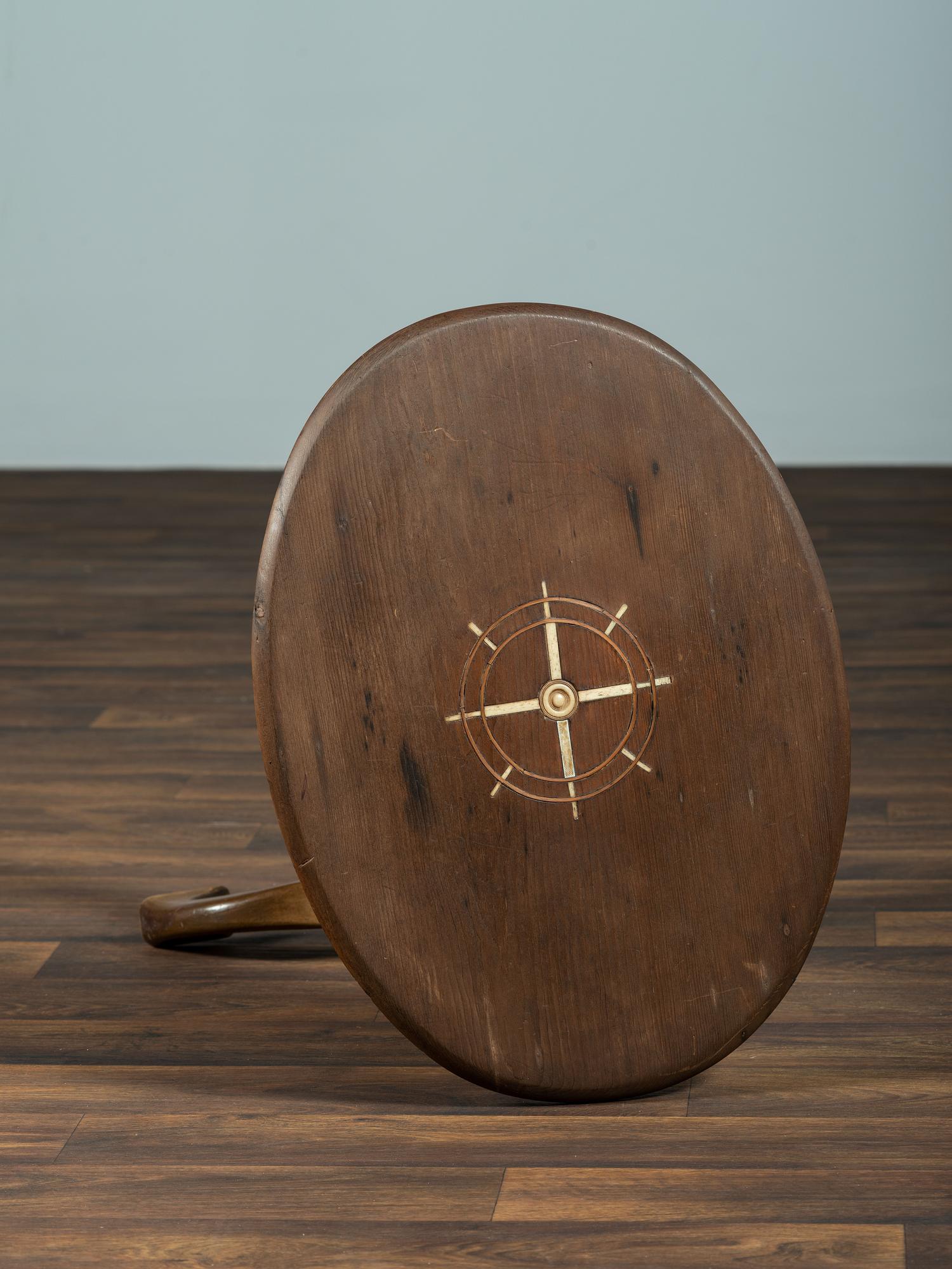 A Pine and Maple Nautical Candlestand