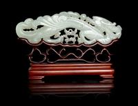 A Large White Jade 'Dragon' Plaque