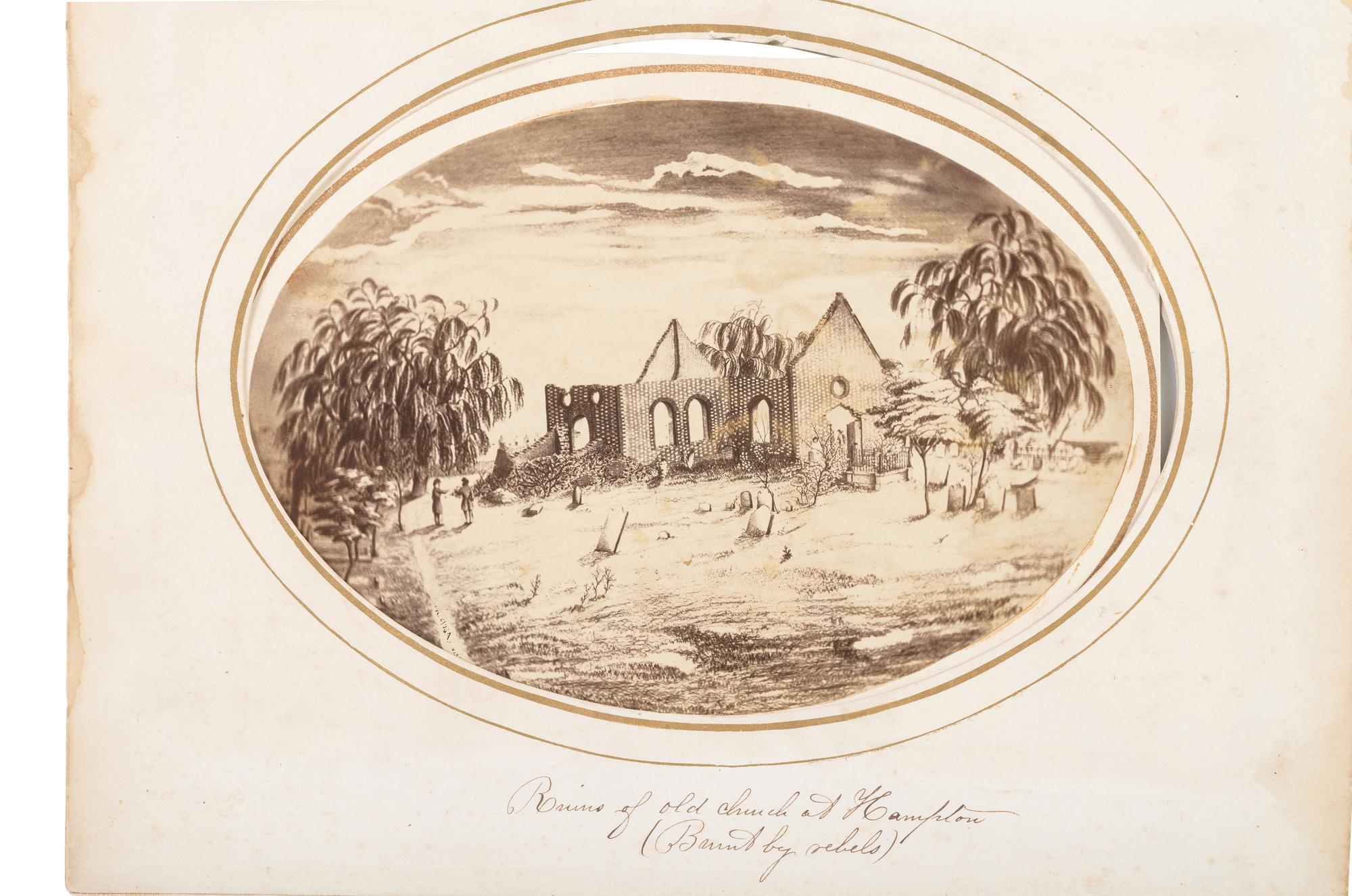[CIVIL WAR]. Albumen photographs of soldier-artist William Aitken at work, and of the artwork he created.