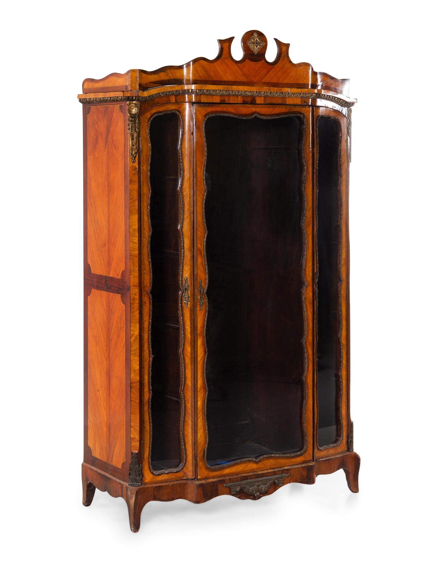 A Napoleon III Style Various Woods Vitrine Cabinet