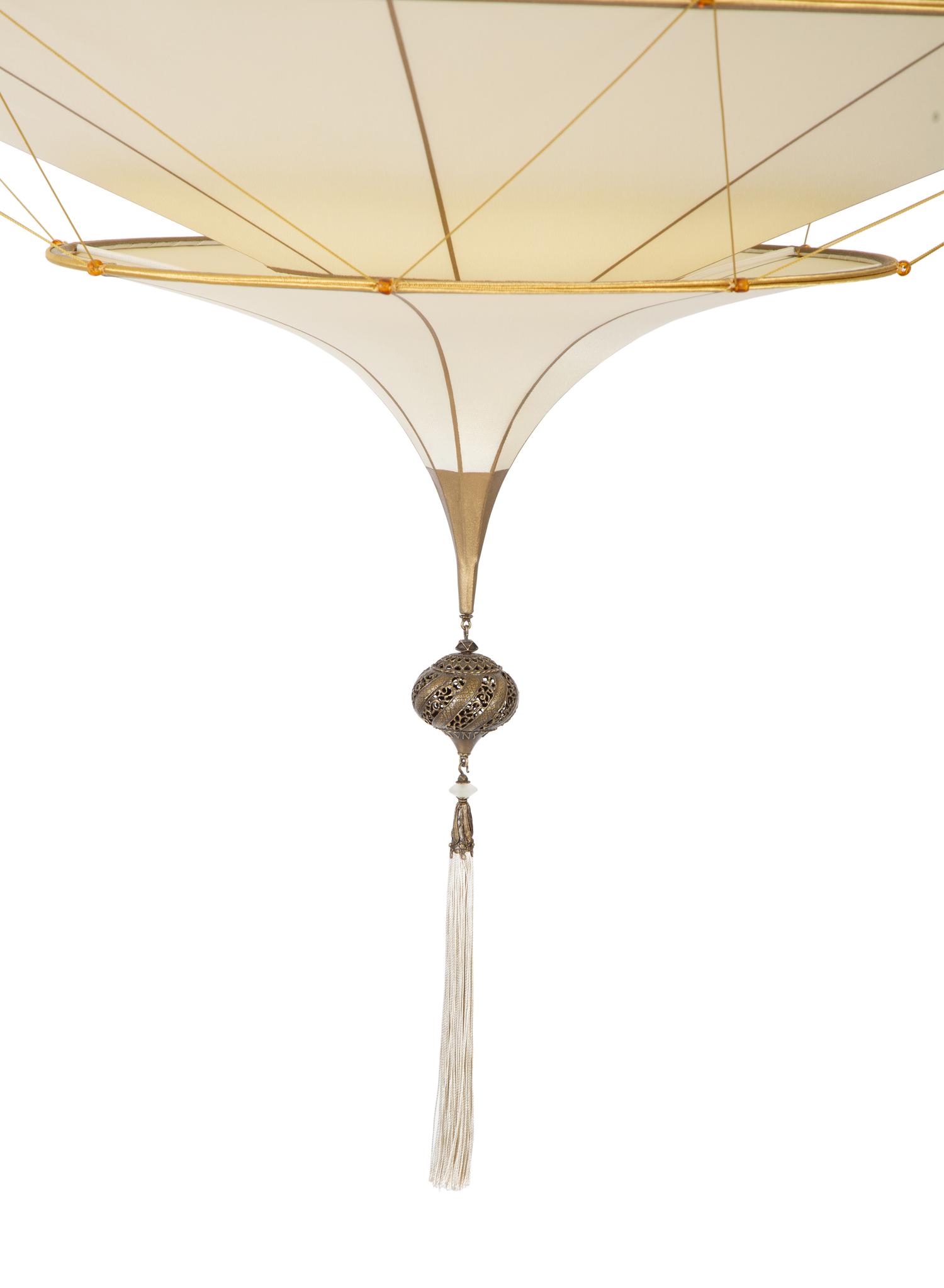 A Fortuny Silk Scheherazade Three-Tier Chandelier Shade — 20TH CENTURY