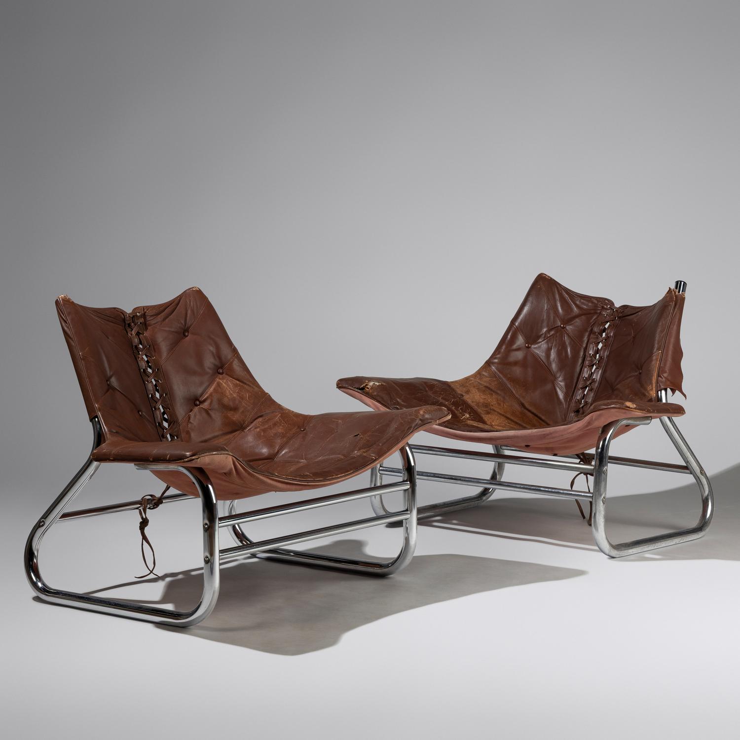 [RE-OFFERING AS 379834/1 ] Pair of Corset chairs for Swed-Form Co., 1970