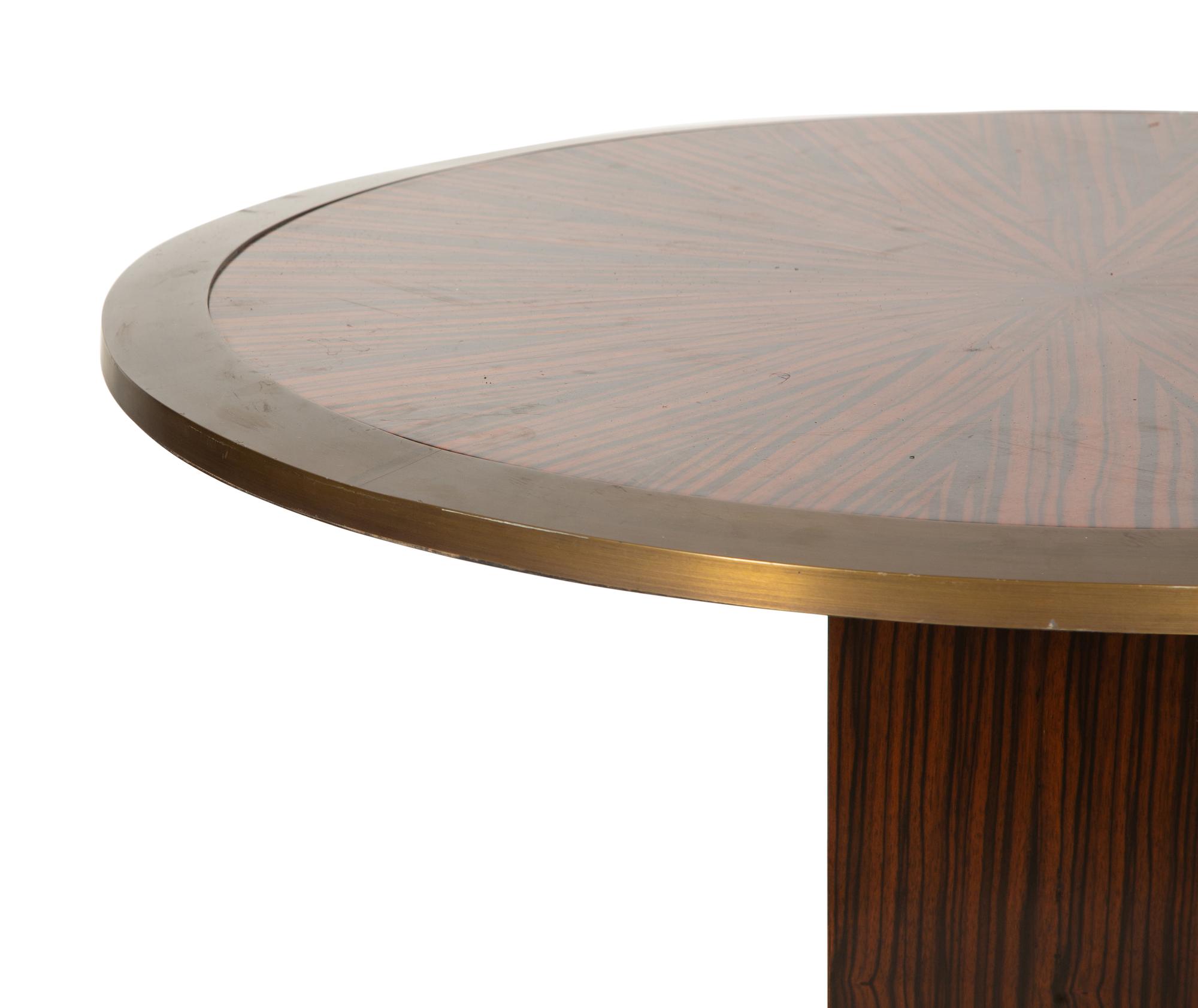 An Art Deco Style Brass Mounted Calamander Low Table