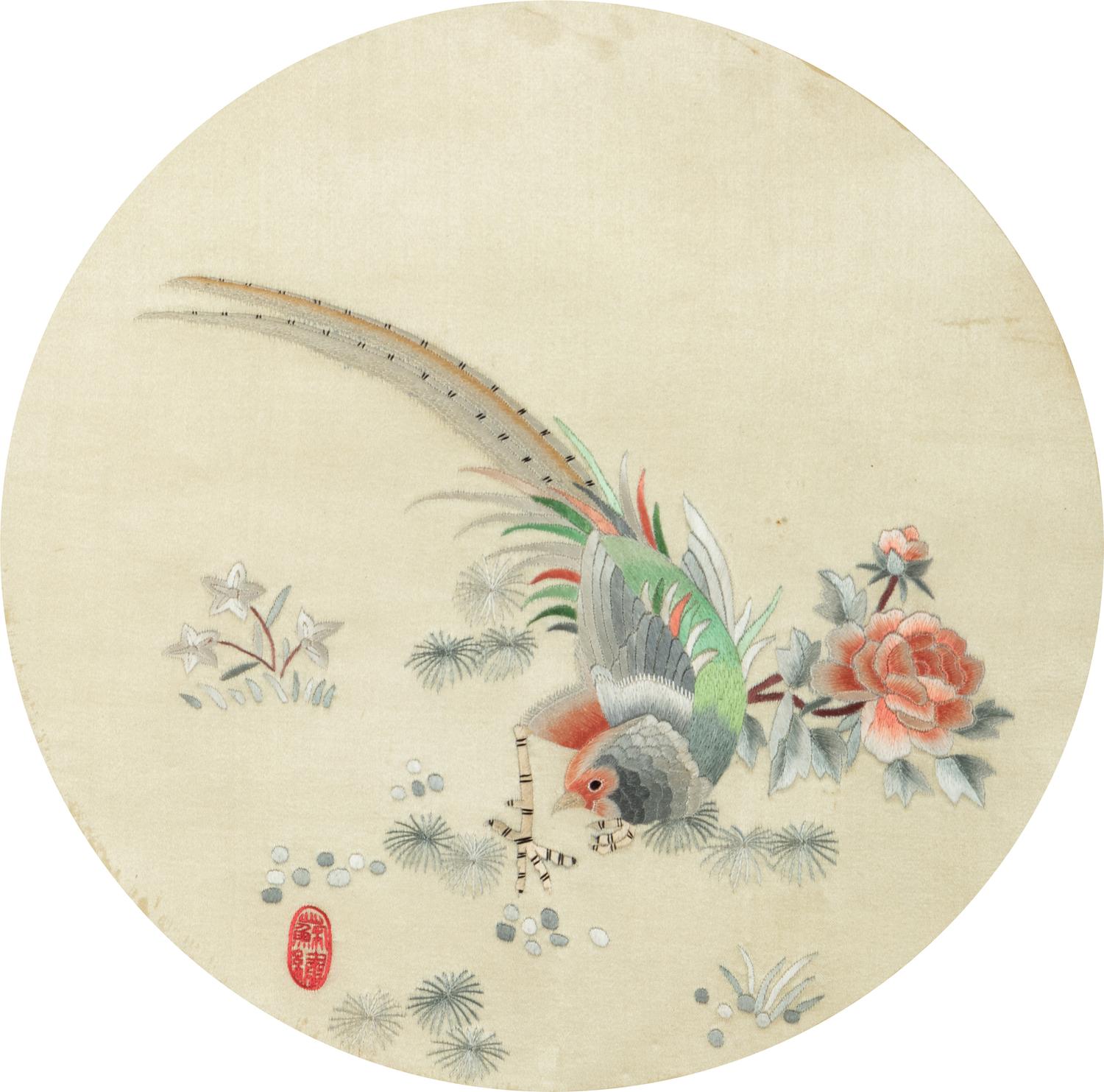 Two Chinese Embroidered Silk Panels