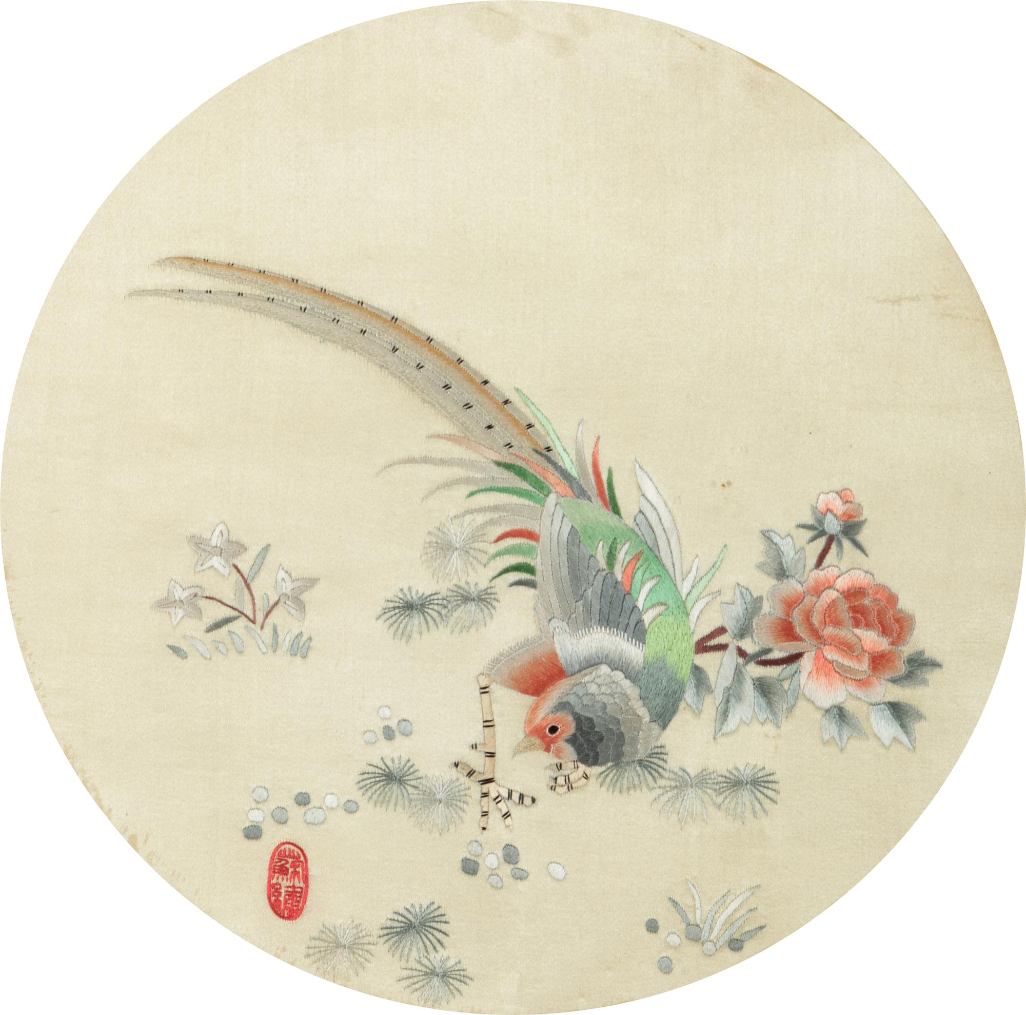Two Chinese Embroidered Silk Panels