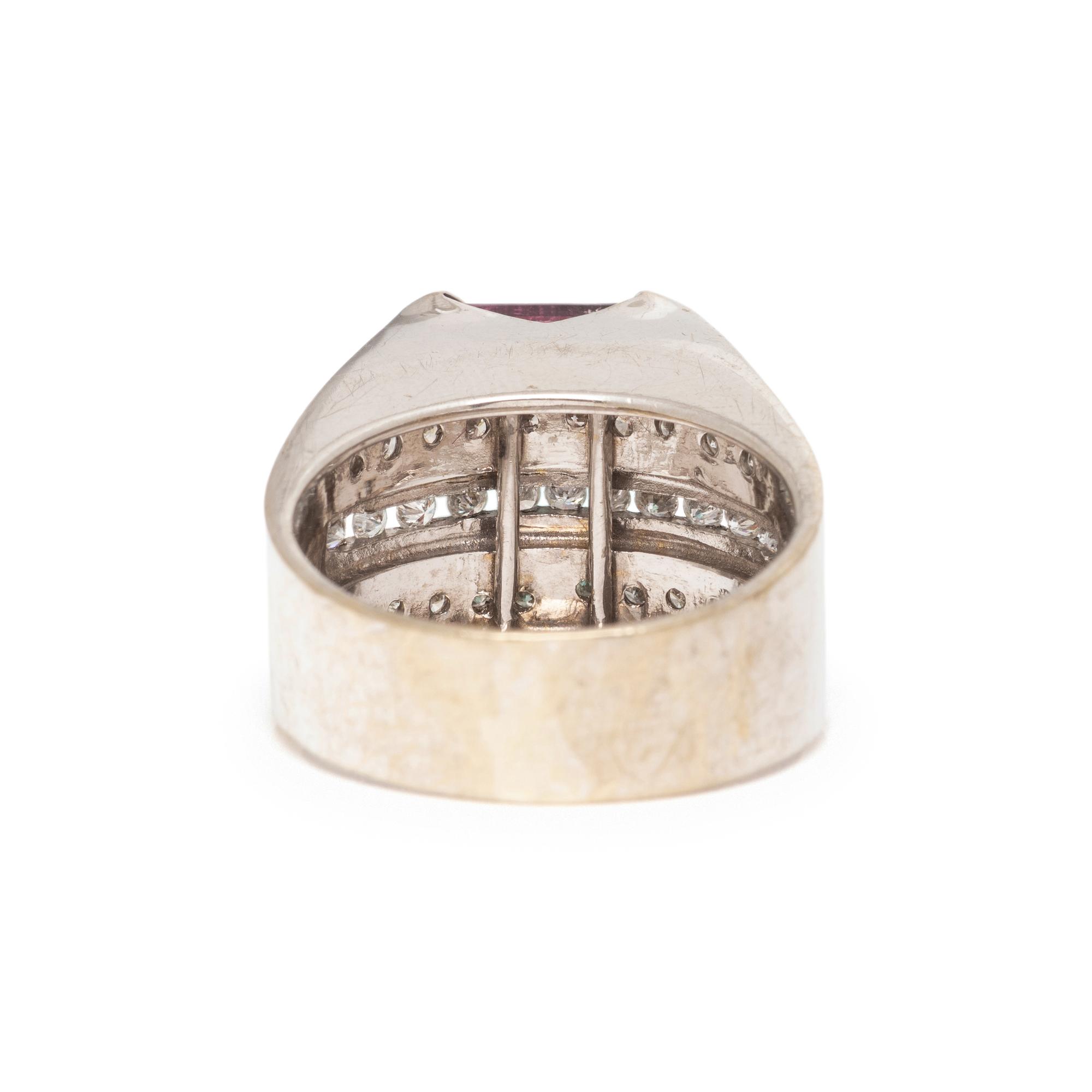 WATERMELON TOURMALINE AND DIAMOND RING