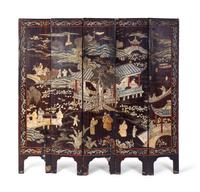 A Chinese Coromandel Five-Panel Screen — 19TH CENTURY