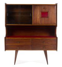 An Italian Walnut Bar Cabinet Height 66 inches.
