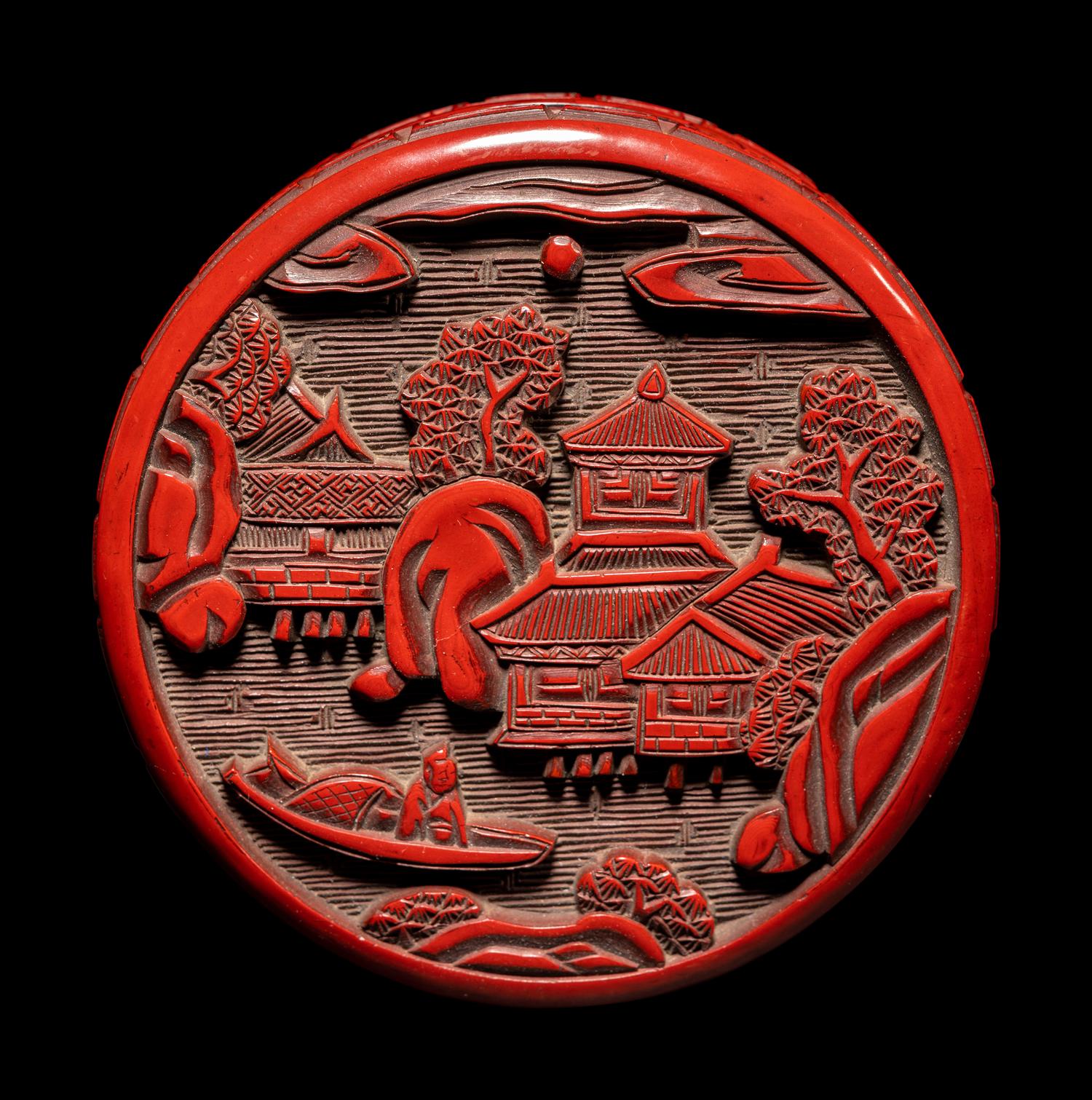 Three Chinese Cinnabar Lacquer Articles