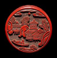 Three Chinese Cinnabar Lacquer Articles