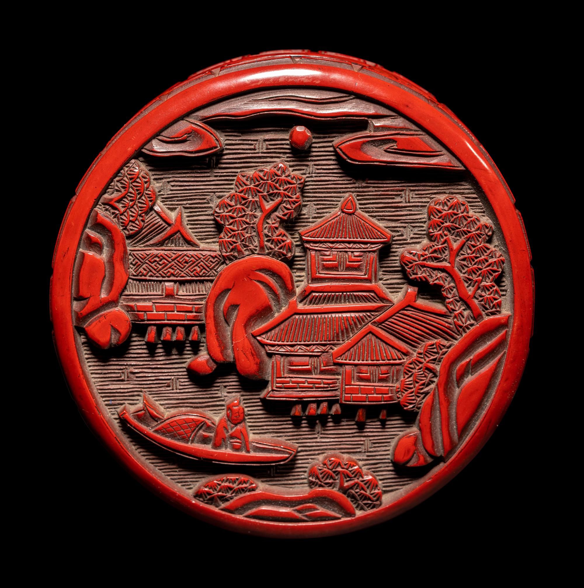 Three Chinese Cinnabar Lacquer Articles