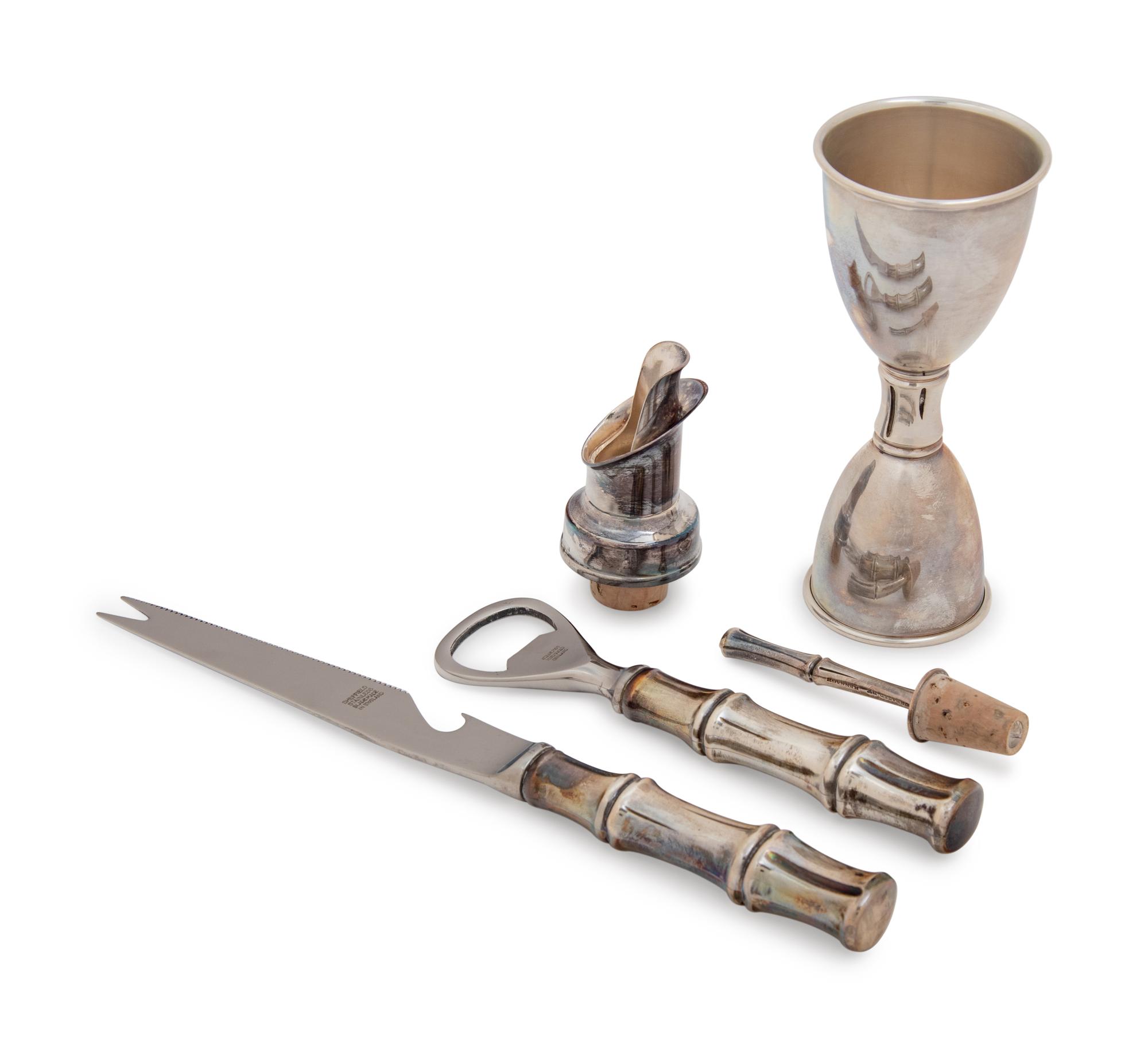 A Group of Four Tiffany & Co. Silver Bamboo Pattern Bar Articles