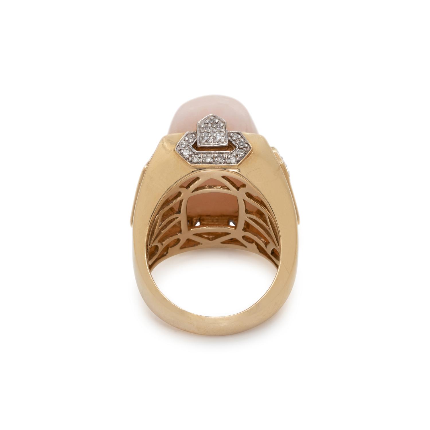 PINK OPAL AND DIAMOND RING