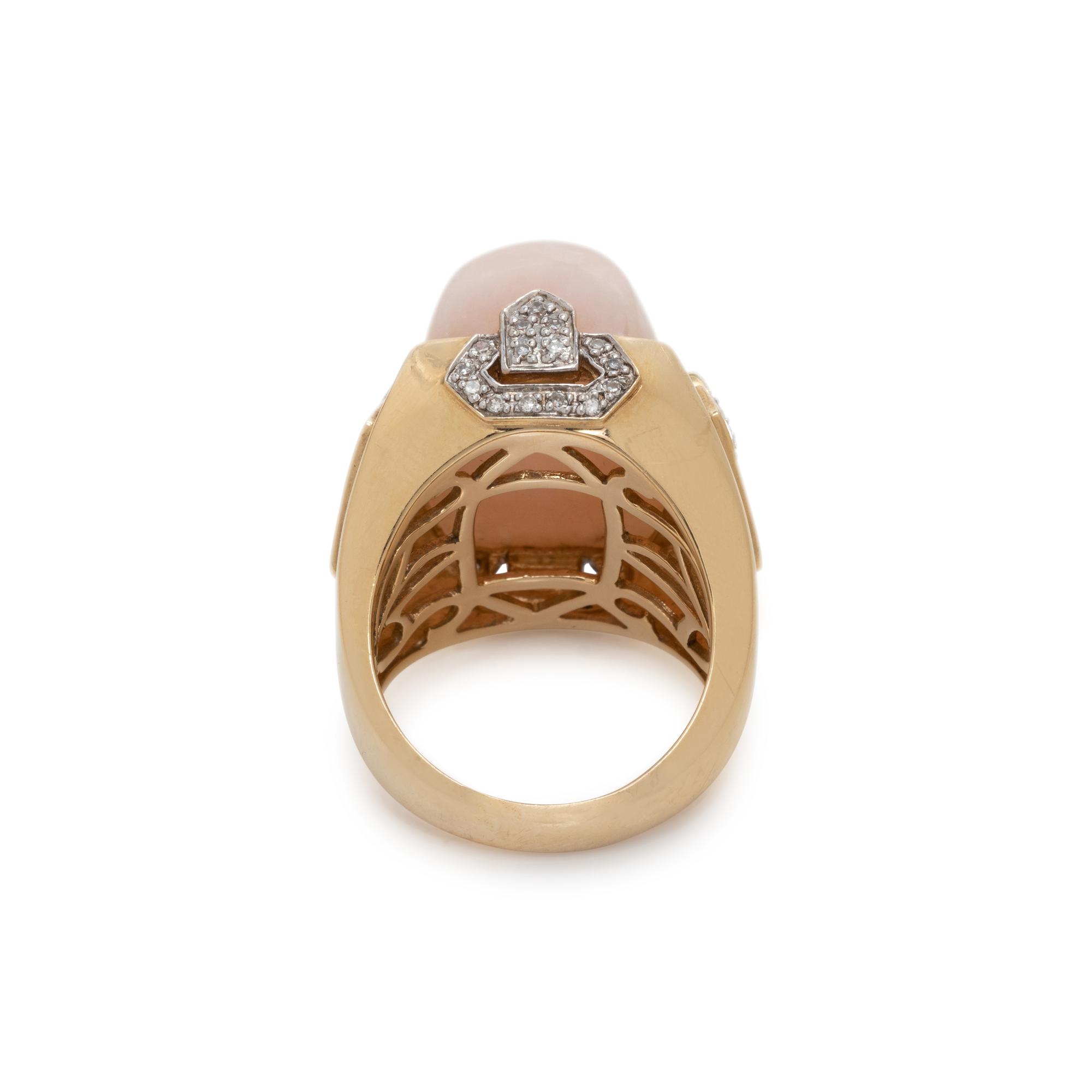 PINK OPAL AND DIAMOND RING