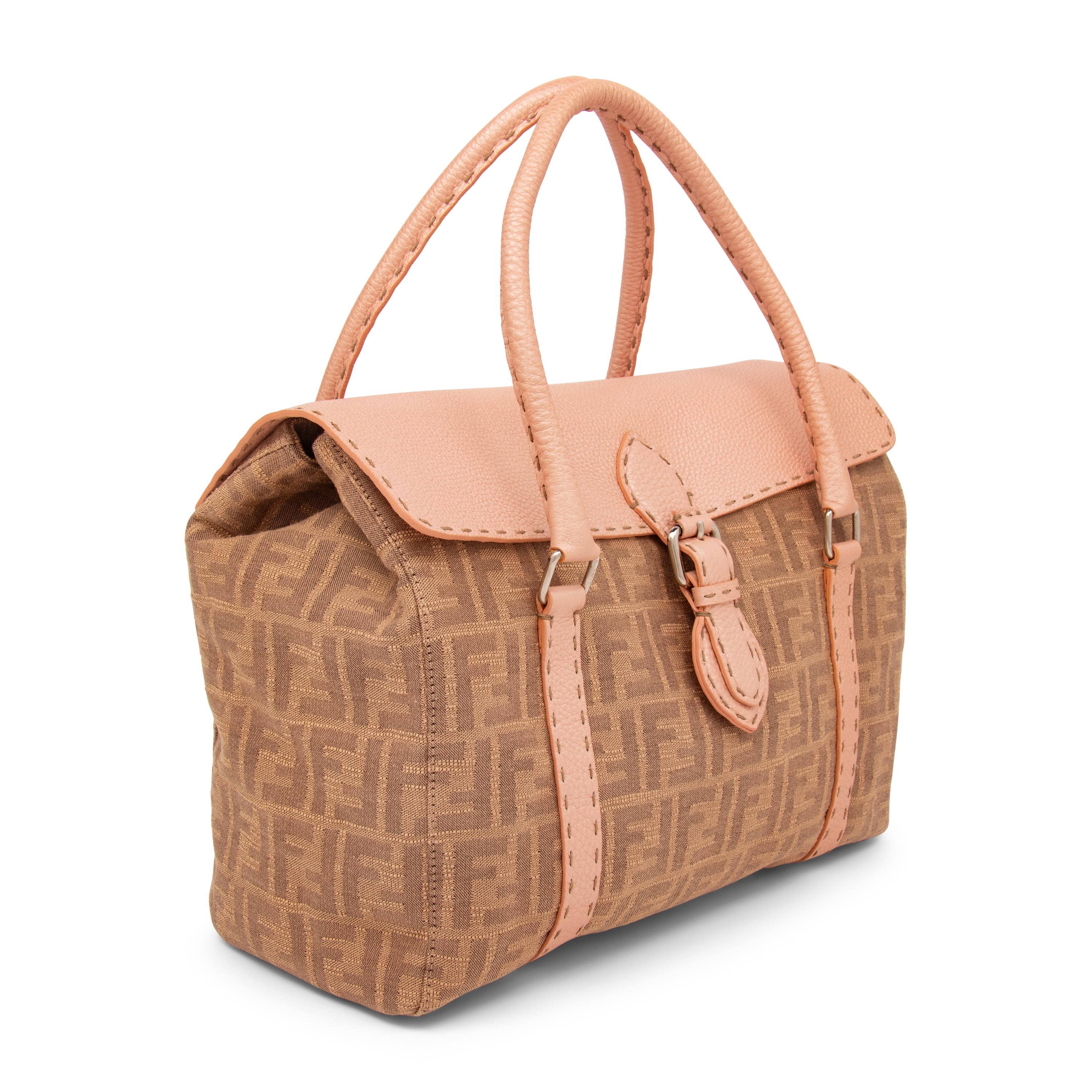 Fendi, Monogram Jacquard & ink Leather Handbag