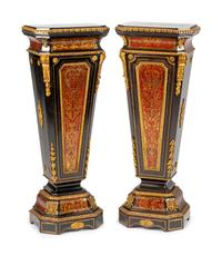 A Pair of Napoleon III Gilt Bronze Mounted Boulle Marquetry Pedestals
