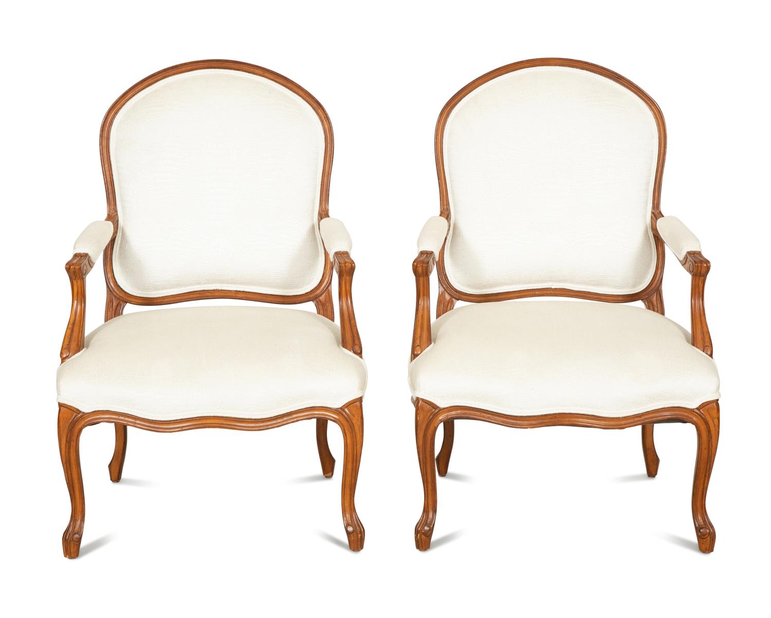 A Pair of Louis XV Style Beechwood Fauteuils