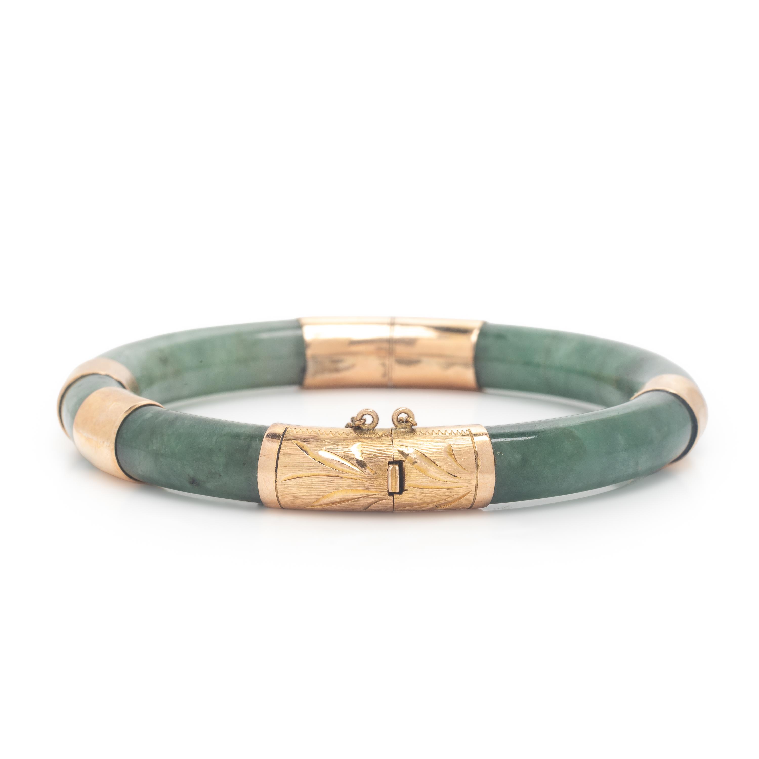 Jade and Yellow Gold Bangle Bracelet