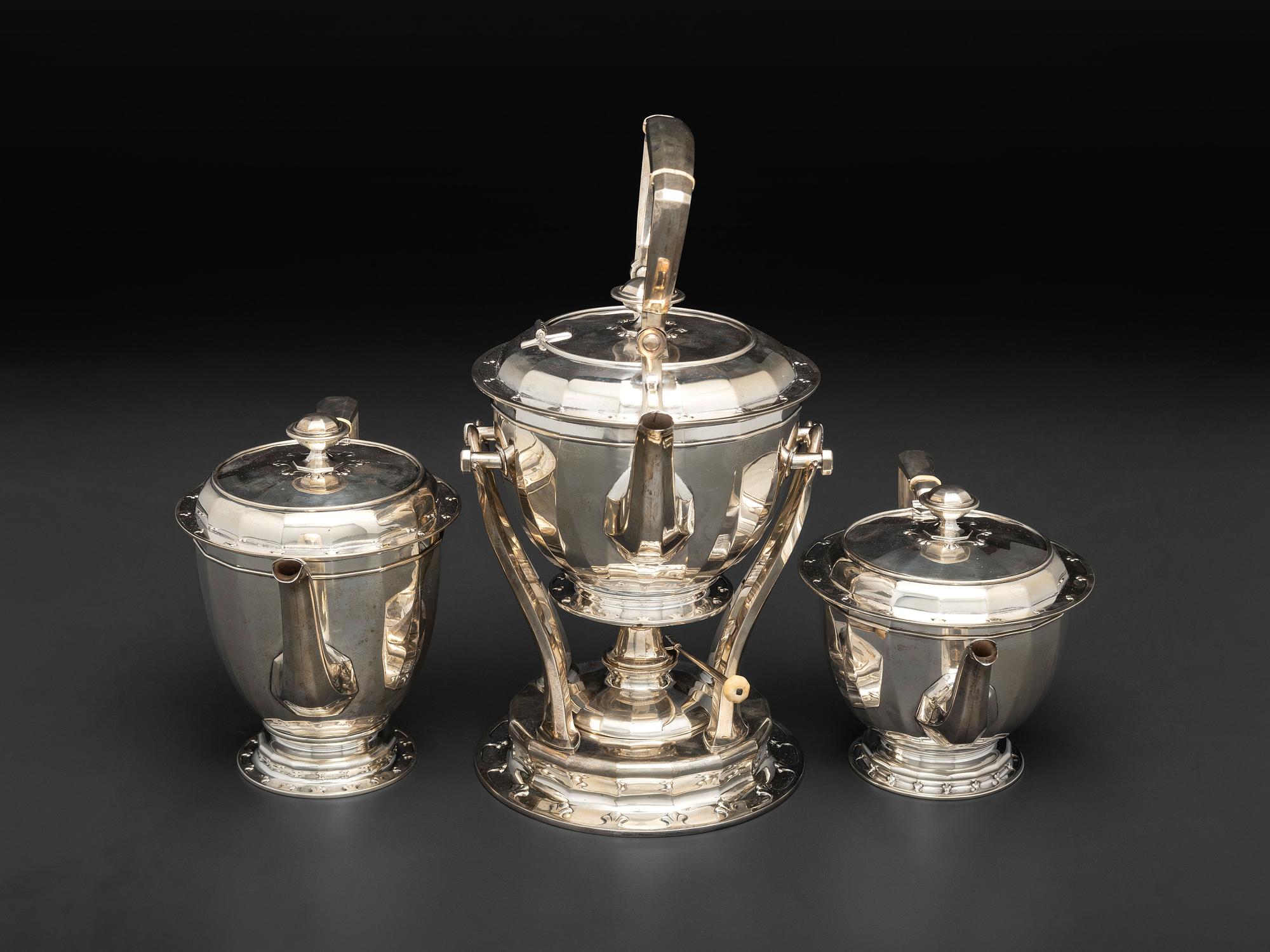 An American Silver Seven Piece Tea and Coffee Service with Matching Tray