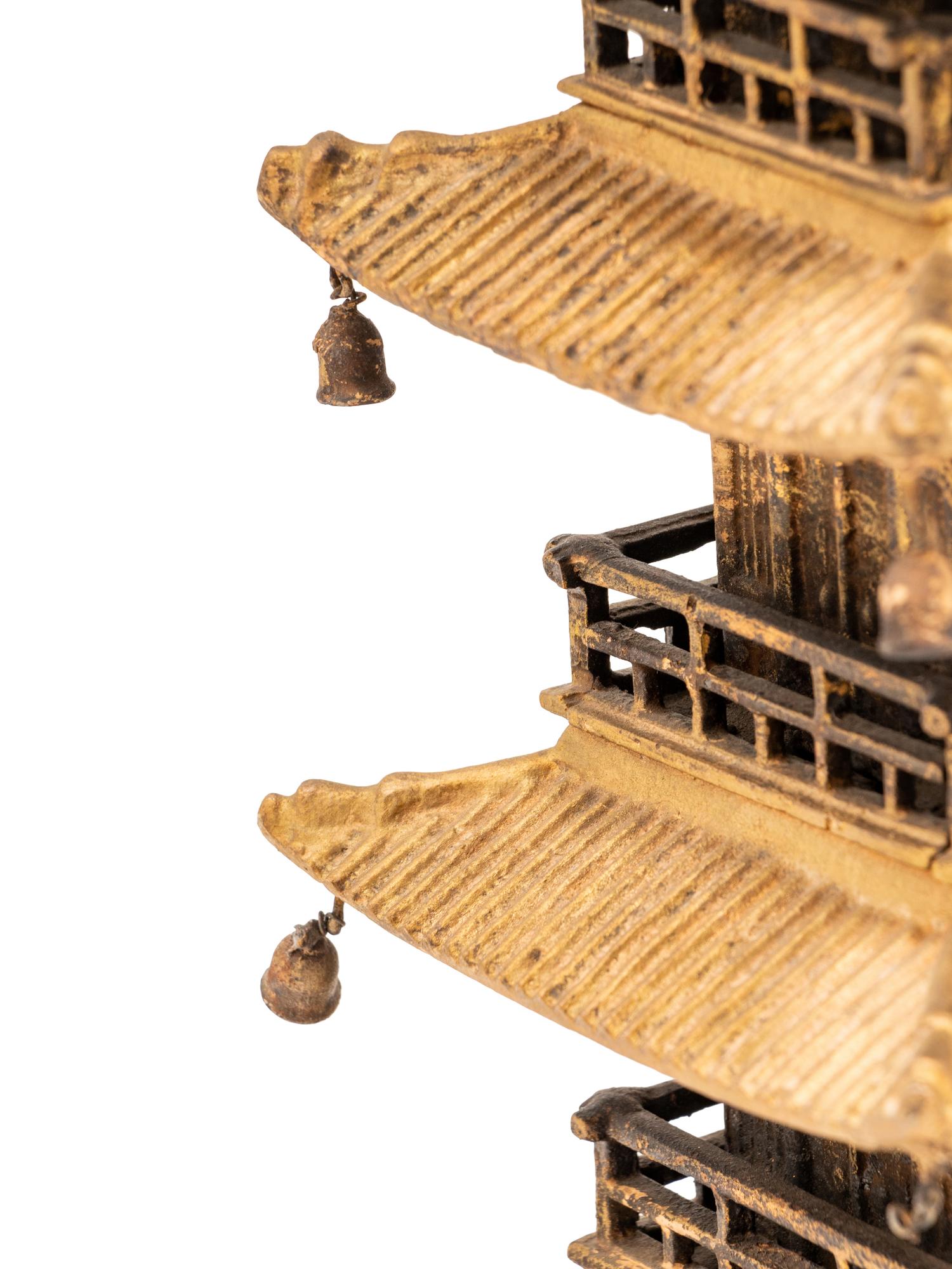 A Chinese Gilt-Metal Model of a Pagoda