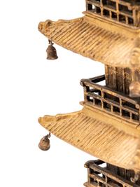 A Chinese Gilt-Metal Model of a Pagoda