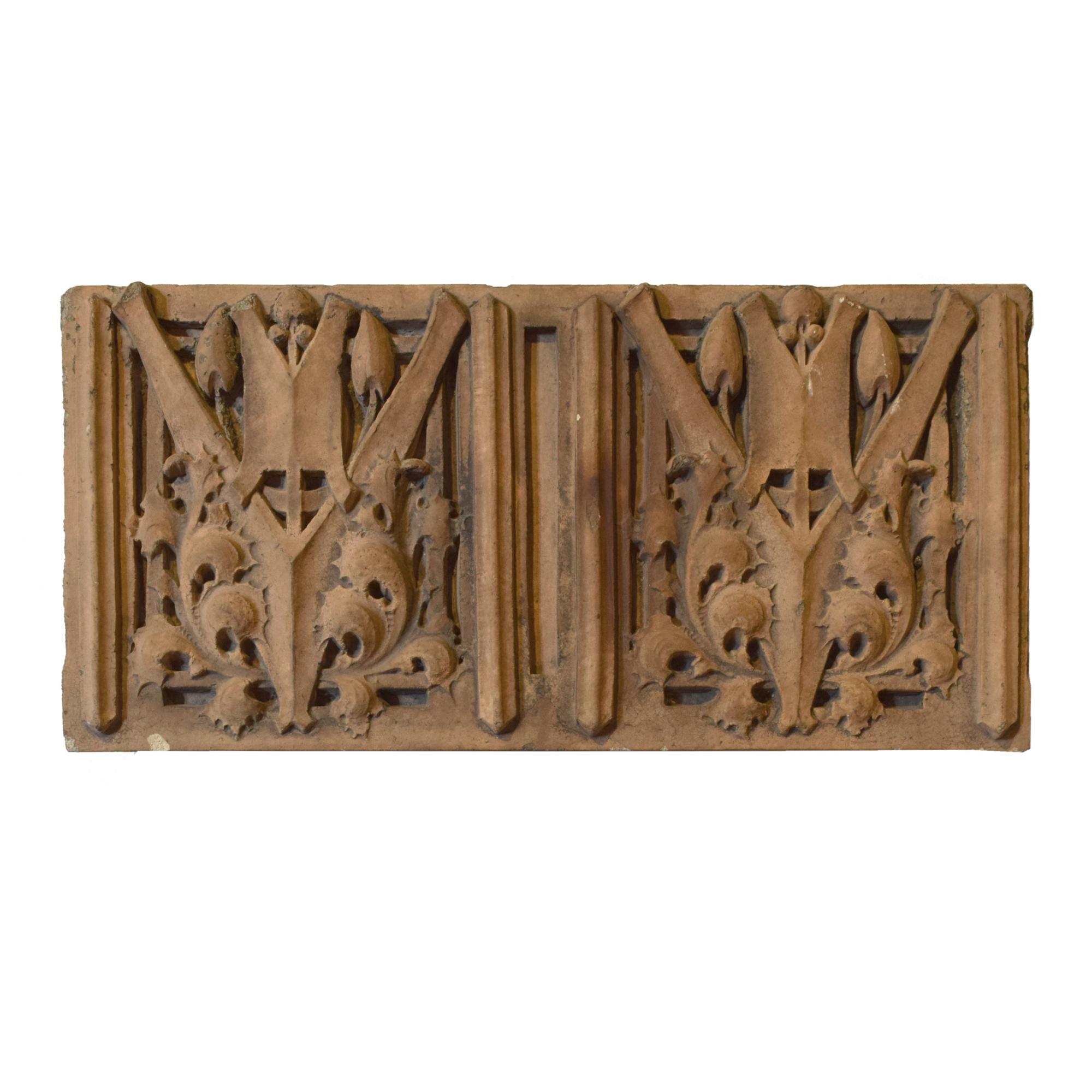 An Elmslie Designed Terra Cotta Fragment from the Oliver Morton School, Hammond, IN. 28.5" W x 5.5" D x 13.5" H — United States, Circa 1936