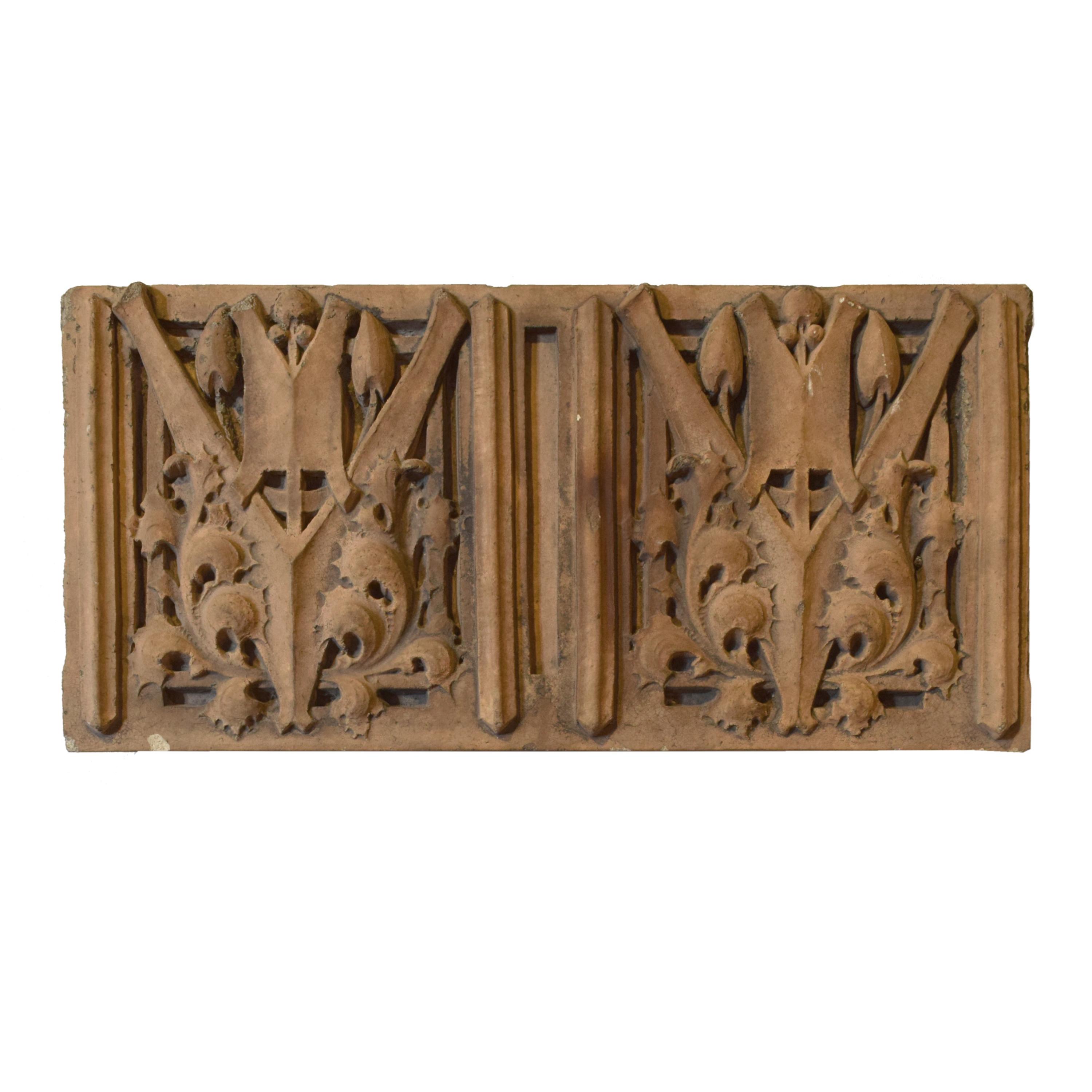 An Elmslie Designed Terra Cotta Fragment from the Oliver Morton School, Hammond, IN. 28.5" W x 5.5" D x 13.5" H — United States, Circa 1936