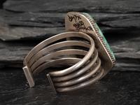 Heavy Sterling Silver Cuff Bracelet, with Large Turquoise Stone