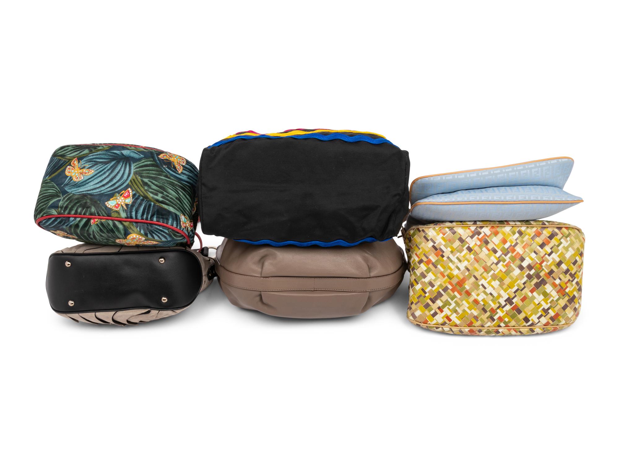 6 Handbags: Fendi, Bottega Veneta, Moschino, Armani, and Mont Blanc