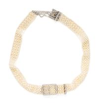 CARTIER, EDWARDIAN, SEED PEARL AND DIAMOND CHOKER NECKLACE