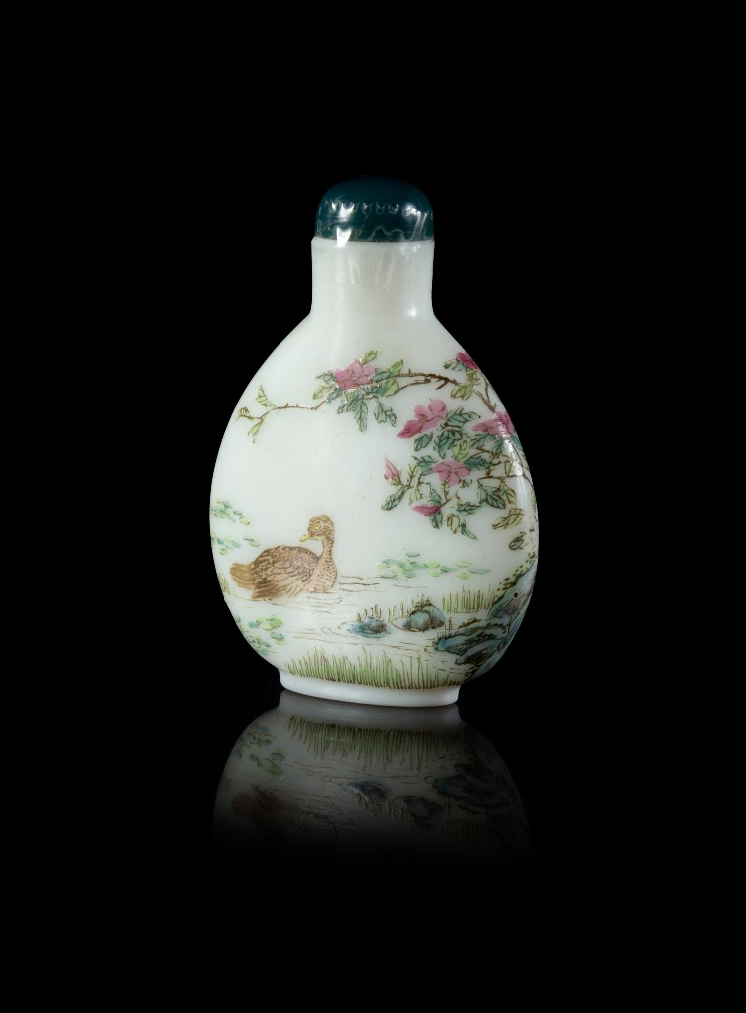 A Painted Enamel on White Glass Snuff Bottle