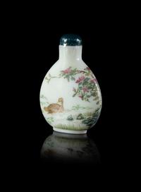 A Painted Enamel on White Glass Snuff Bottle