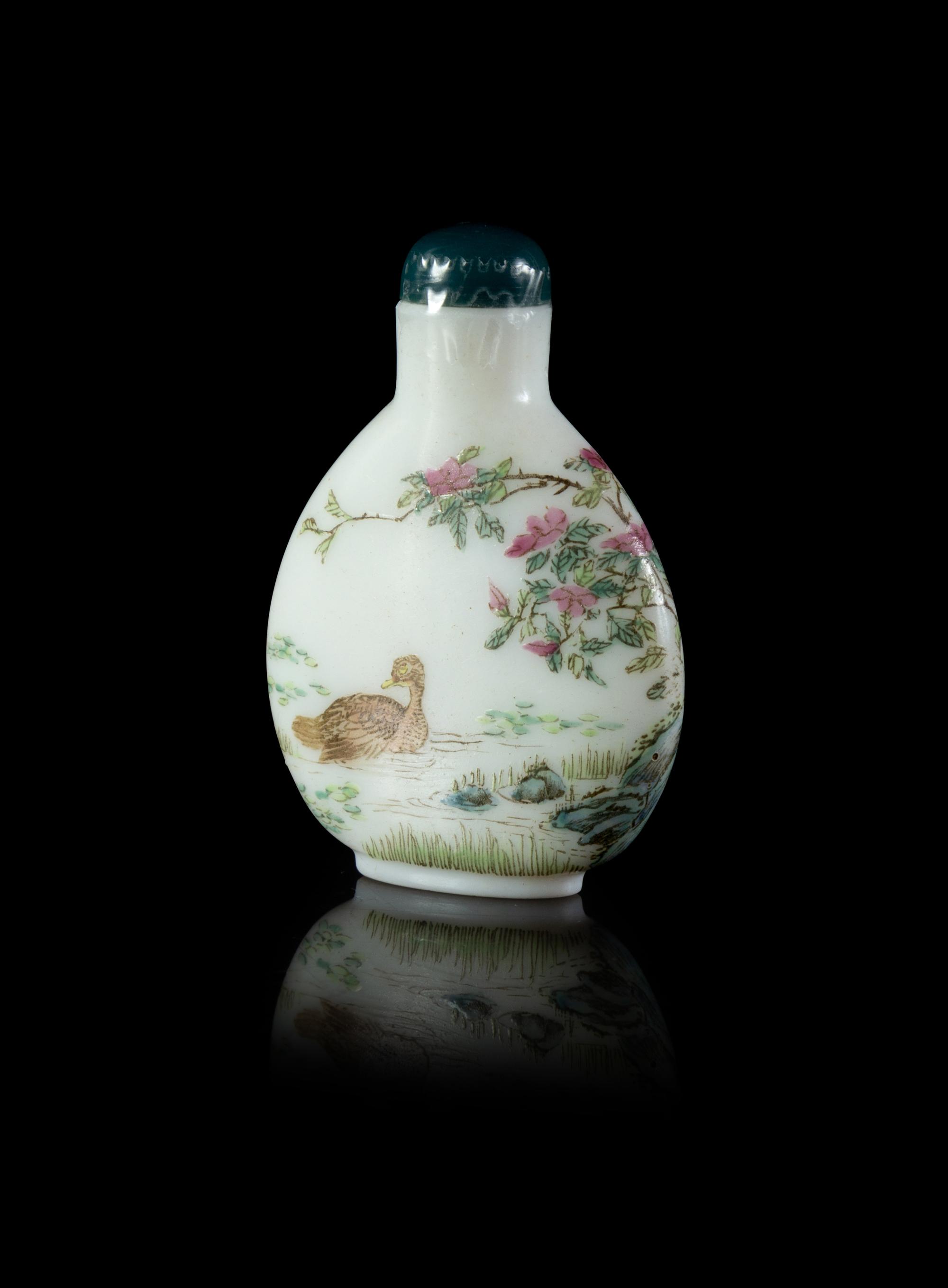 A Painted Enamel on White Glass Snuff Bottle