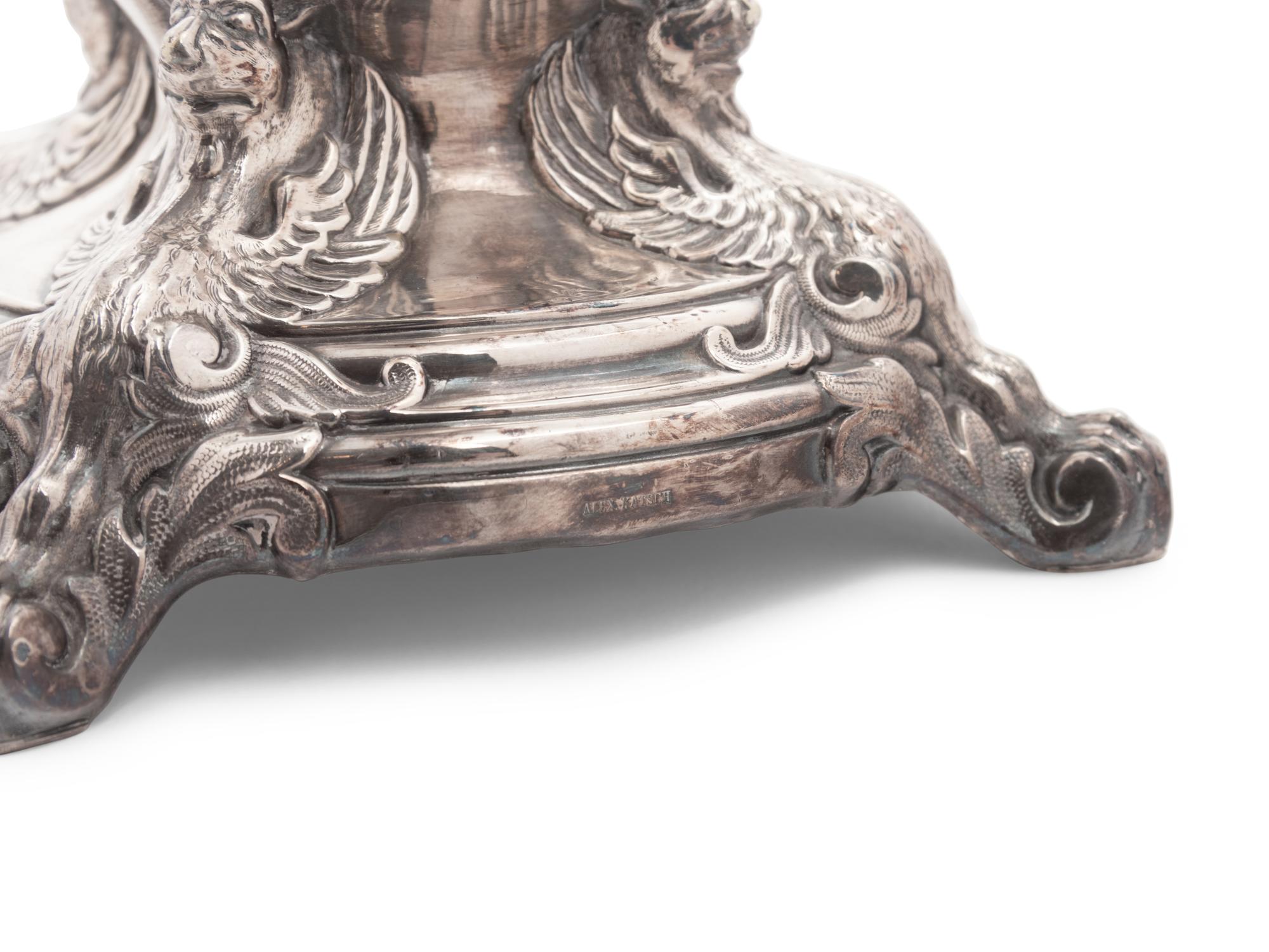 A Russian Silver-Plate and Cut Glass Two-Tier Dessert Stand