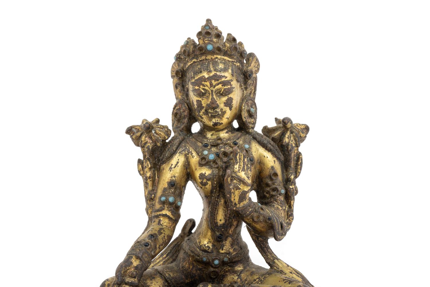 A Tibetan Gilt Bronze Seated Figure of Tara