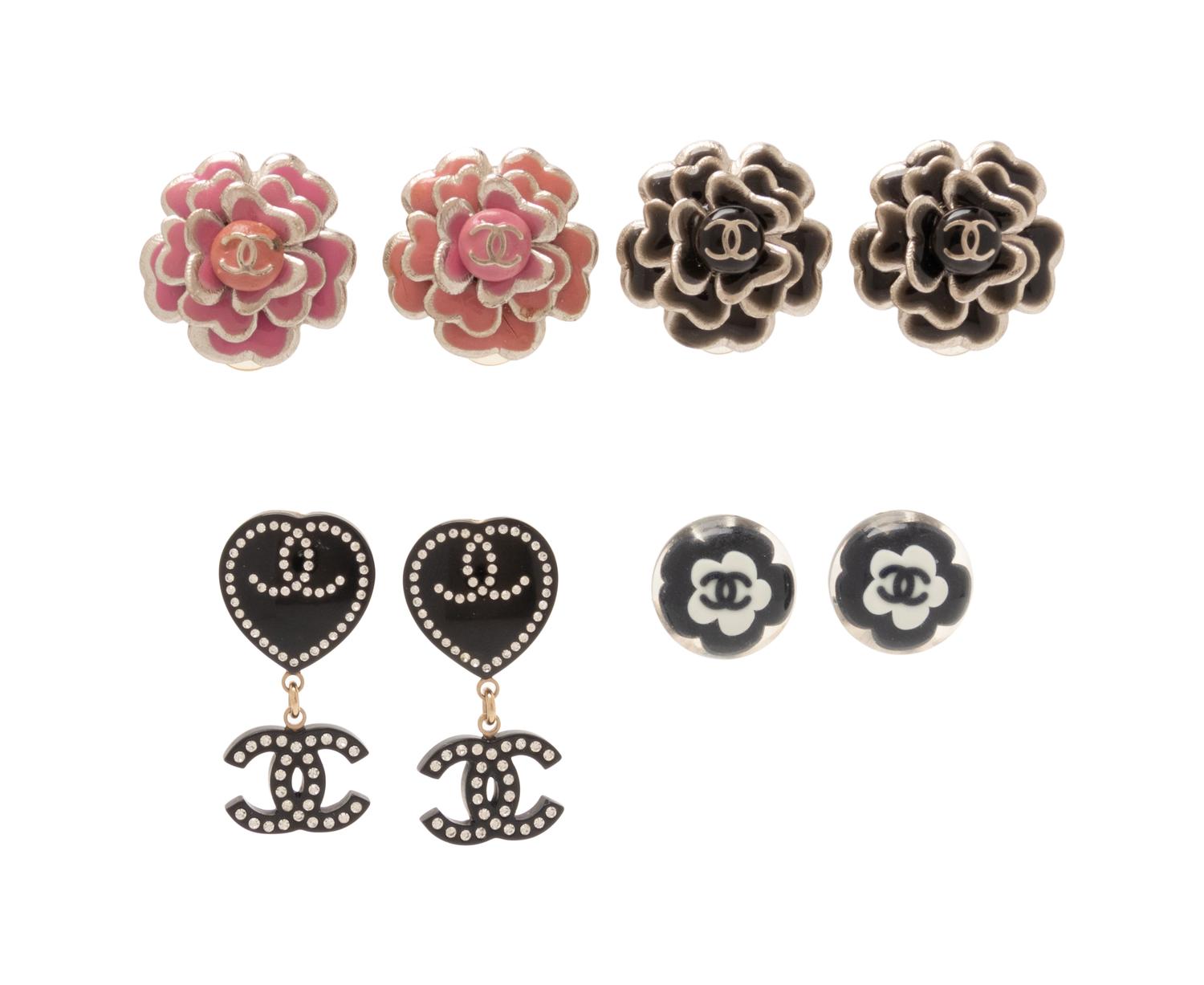 Four Pairs of Chanel Ear Clips in Enamel & Acrylic, 2003-09