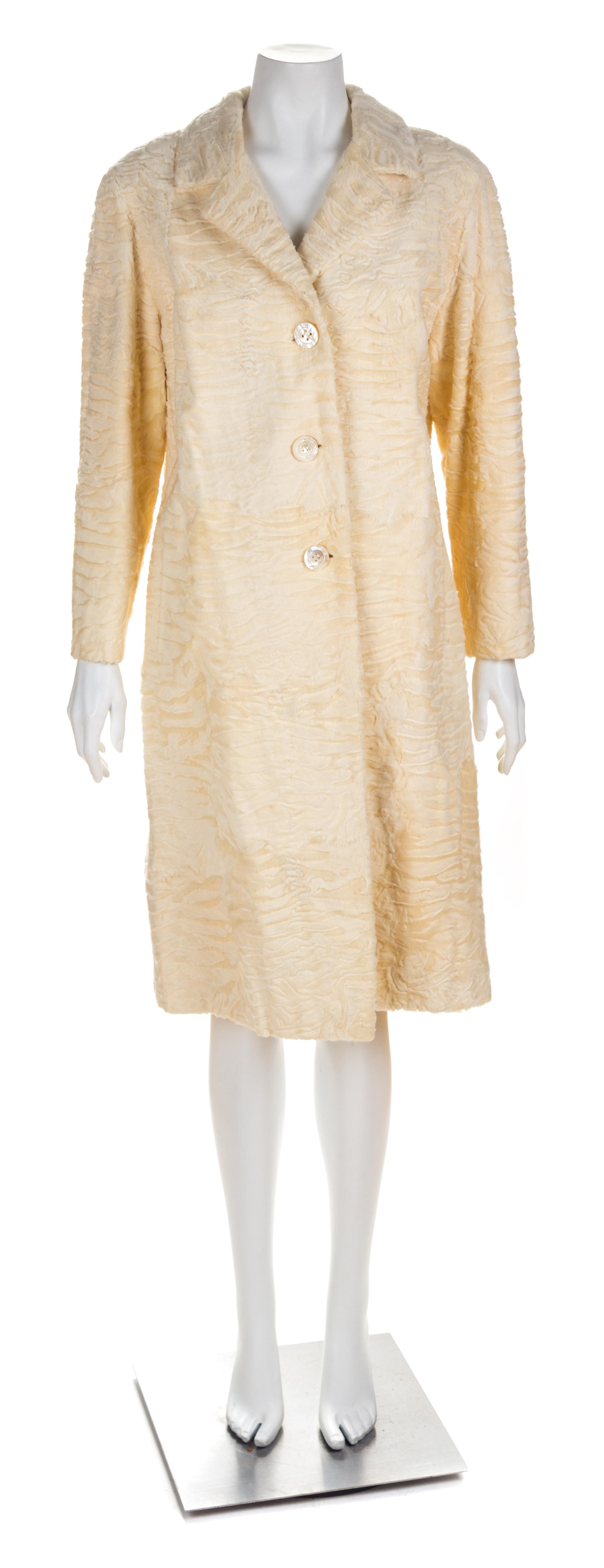 A Maximilian Cream Broadtail Coat, No size.