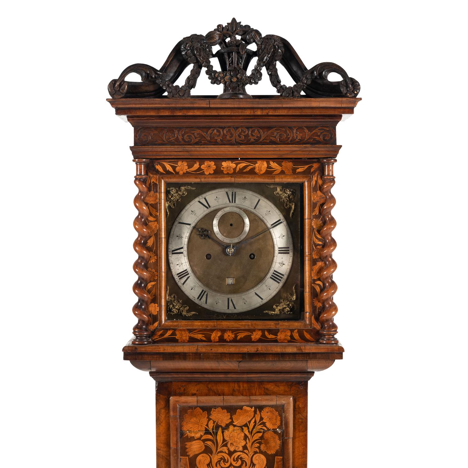 A William and Mary Walnut and Marquetry Tall Case Clock