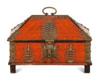 An Indian Painted Wood Table Casket