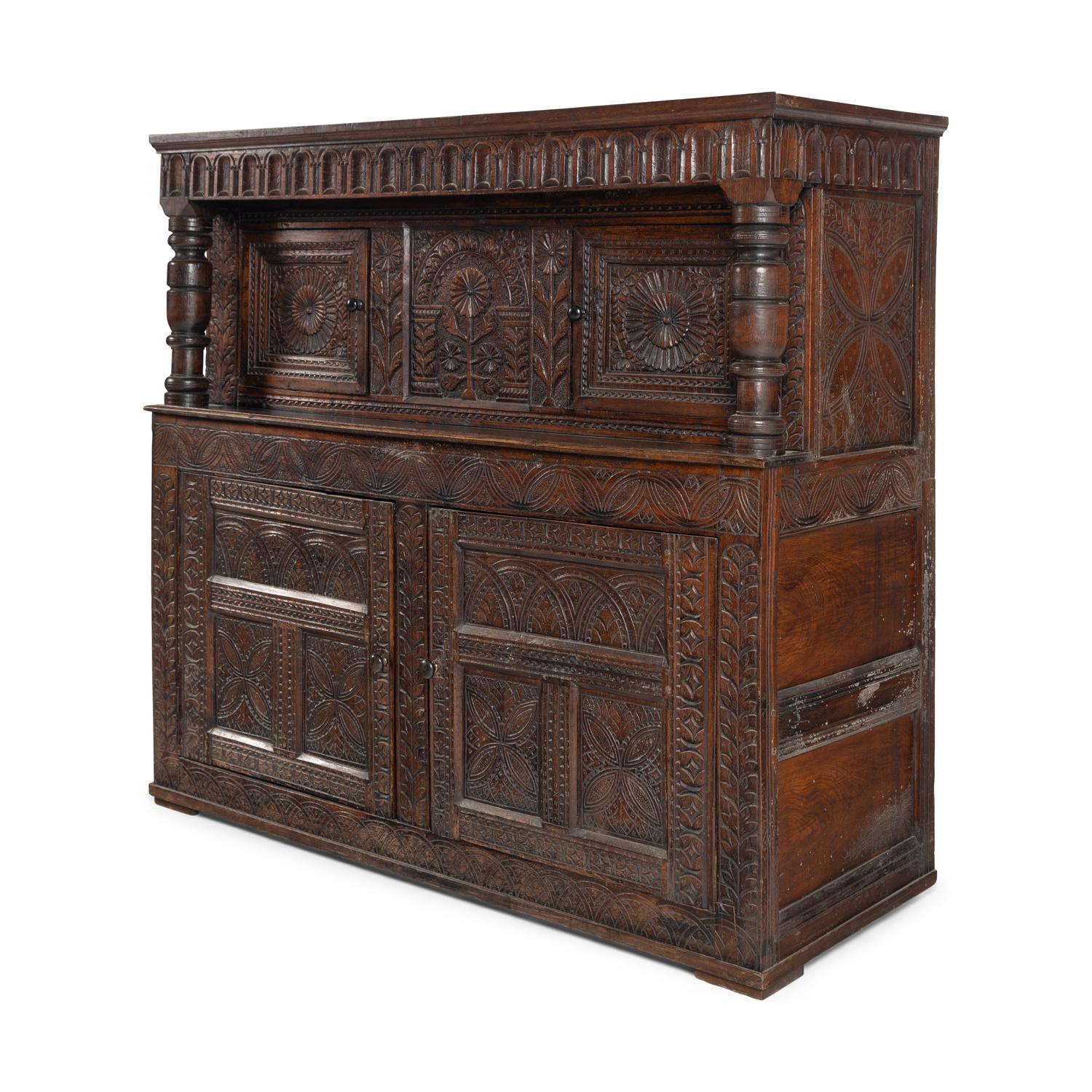 A Charles II Oak Press Cupboard