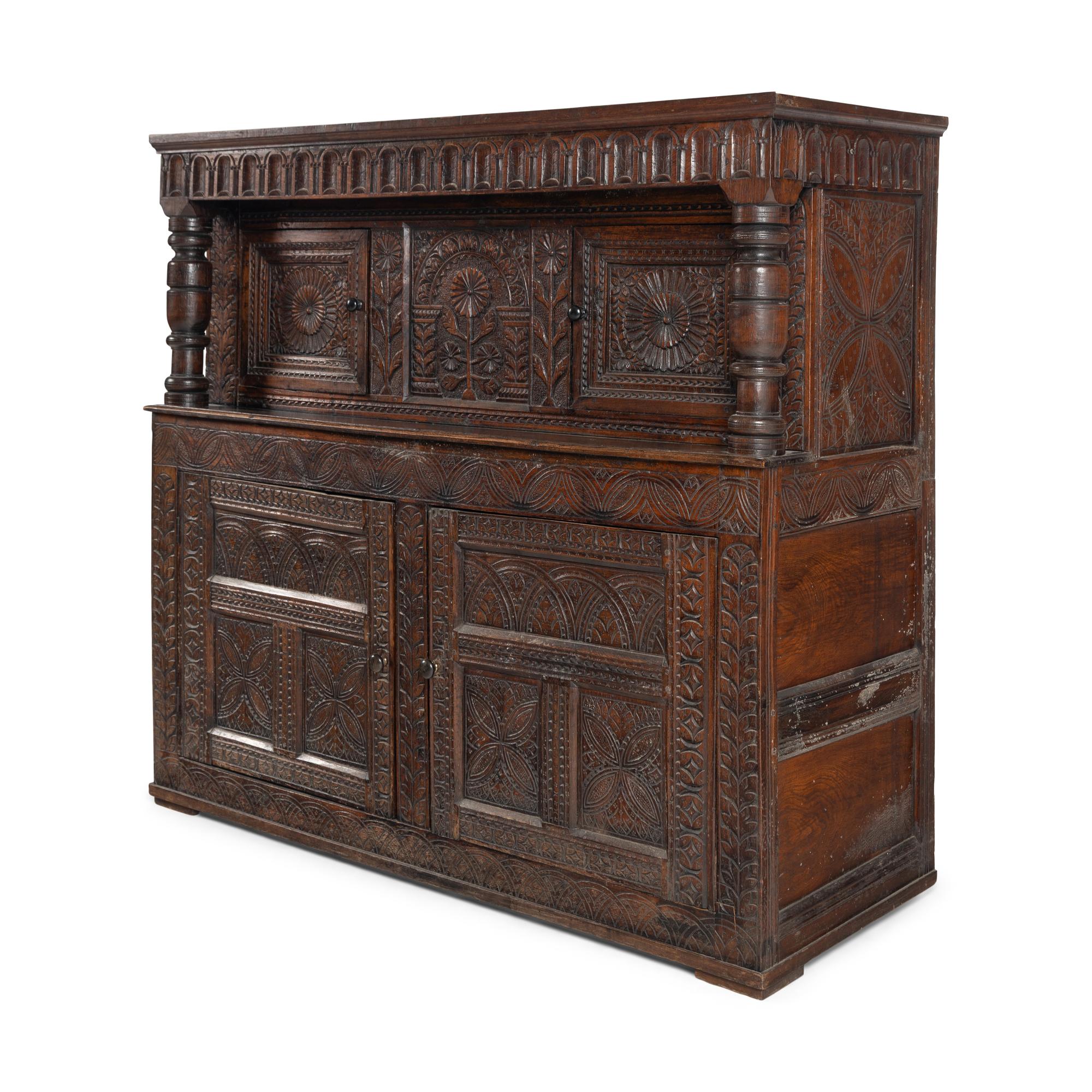 A Charles II Oak Press Cupboard