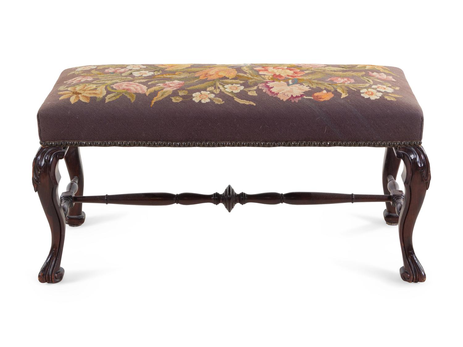 A Victorian Carved Mahogany Window Seat